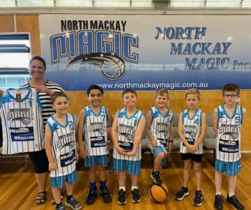 North Mackay Magic junior basketball team sponsored by NV Builders Mackay